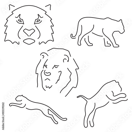 predators group of black icons on a white background. Vector illustration.