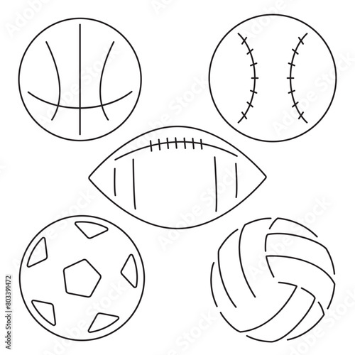 sports balls group of black icons on a white background. Vector illustration.