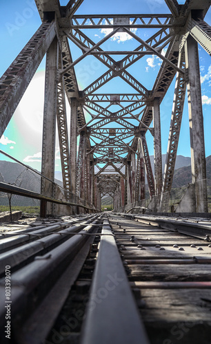 metal bridge for a train in the mountain