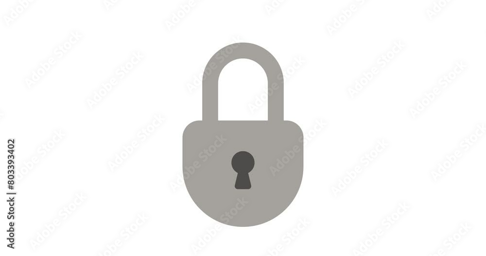 Simple padlock locking and unlocking animation, security and authorization icon, transparent background footage Simple padlock locking and unlocking animation, security and authorization icon, transparent background footage
