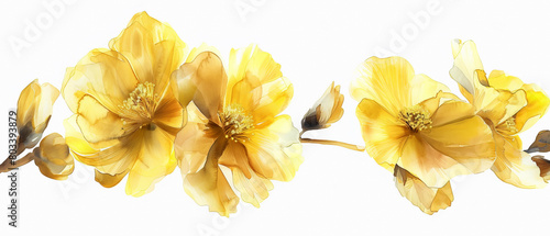 Ramo de flores de color amarillo sobre fondo blanco