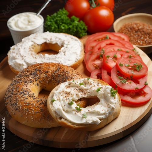 Perfect Food for a Busy Morning: Bagel with Cream Cheese and Tomato