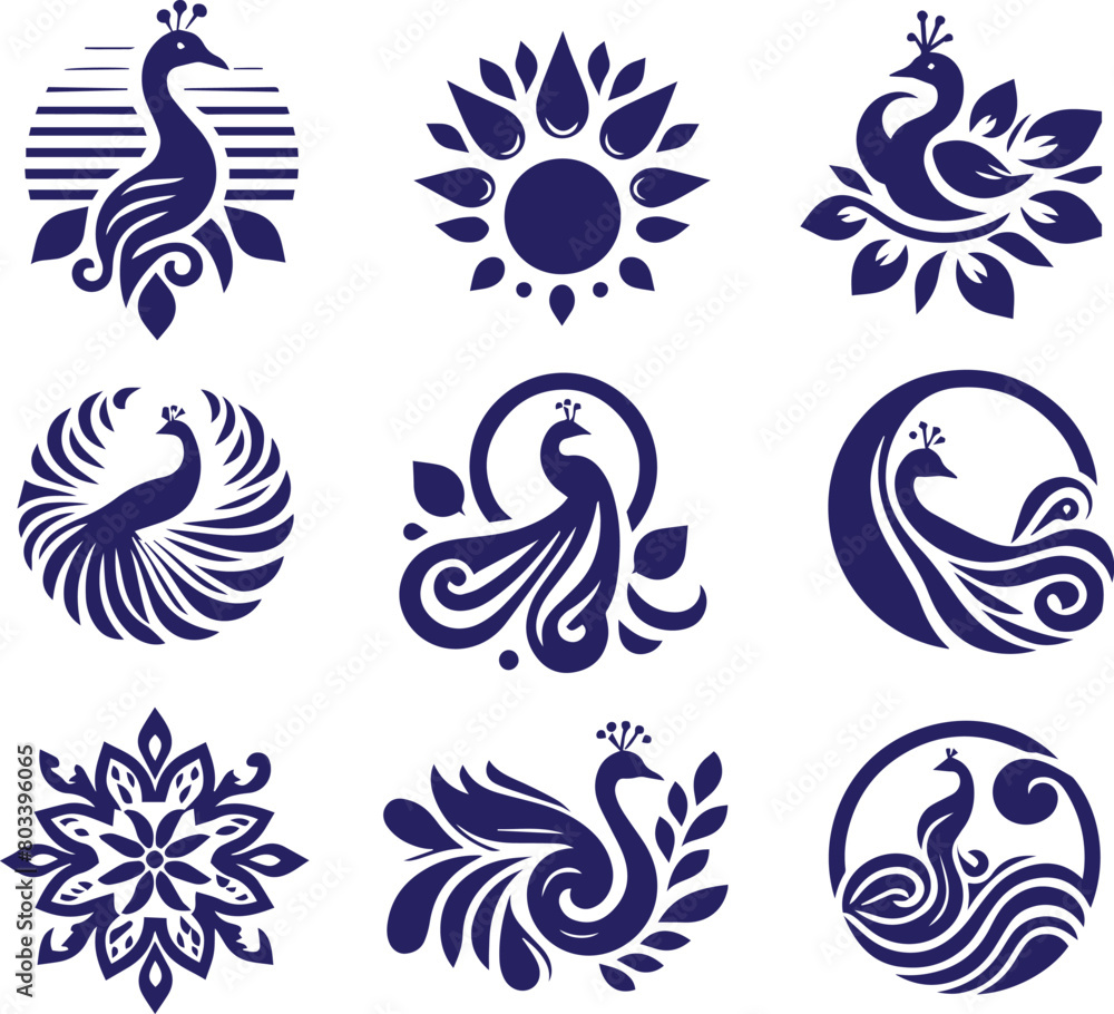 Obraz premium Peacock logo icon set