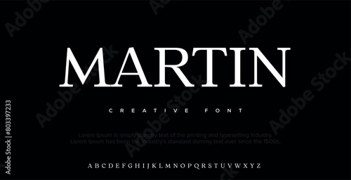 Martin modern alphabet and number fonts. Typography electronic dance music future creative font and numbers design concept. vector illustration
