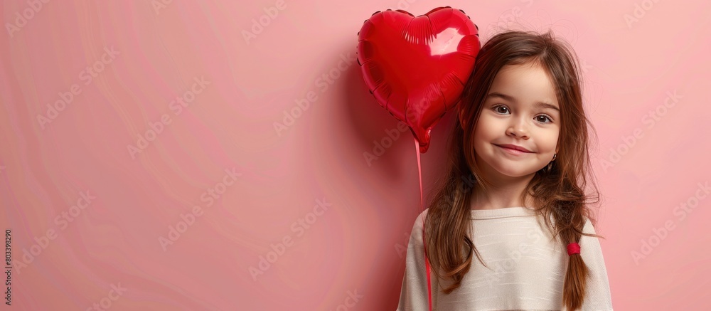 profile photo Cute little girl with red heart shaped balloons on pink background profile photo Cute little girl with red heart shaped balloons on pink background