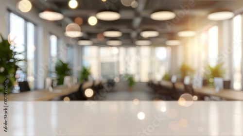 Abstract blurred office interior room. blurry working space with defocused effect. use for background or backdrop in business concept hyper realistic 