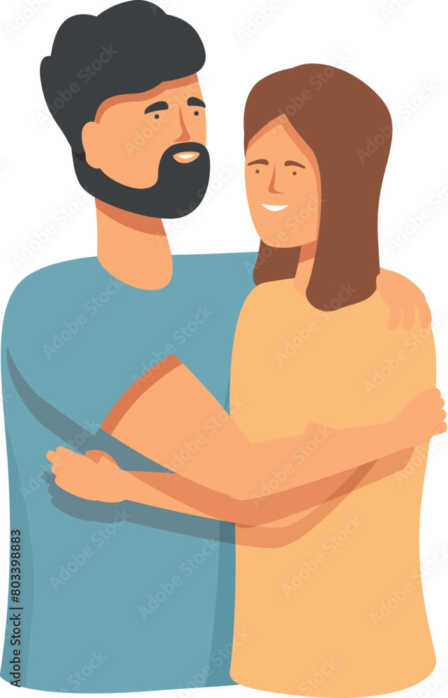 Family couple embrace icon cartoon vector. Love support. Care romantic emotion Family couple embrace icon cartoon vector. Love support. Care romantic emotion