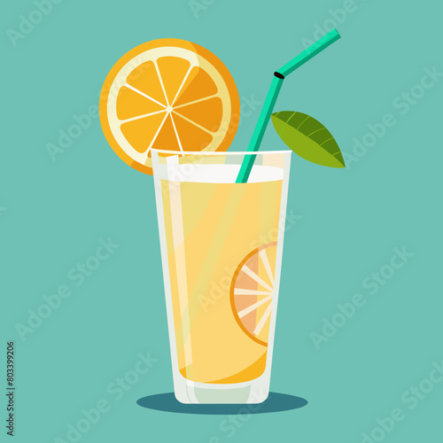Vector illustration of a glass of lemonade on a colorful background
