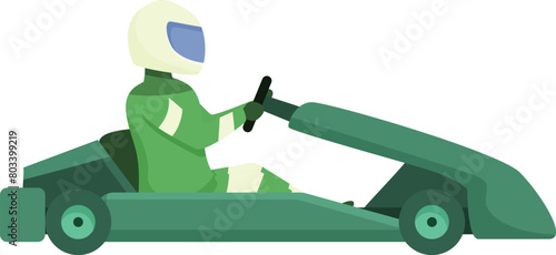 Young carting racer icon cartoon vector. Auto speed. Man drive cart