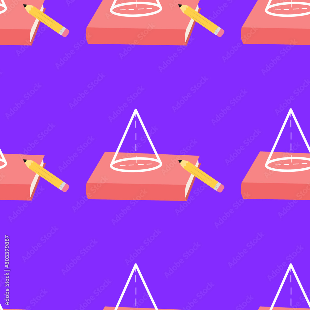 Seamless pattern with school things: book, pencil, geometric figures. Back to school edition. Flat vector Seamless pattern with school things: book, pencil, geometric figures. Back to school edition. Flat vector