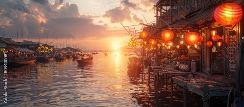 Radiant Sunlight Illuminating Damnoen Saduak Floating Market in Vibrant Hues photo