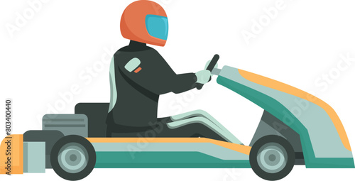 Success karting driver icon cartoon vector. Motor sport. Drive competition