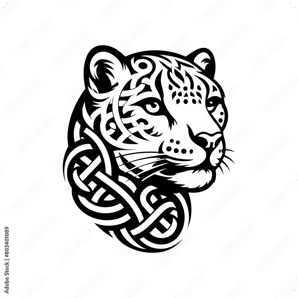 leopard silhouette in animal celtic knot, irish, nordic illustration leopard silhouette in animal celtic knot, irish, nordic illustration