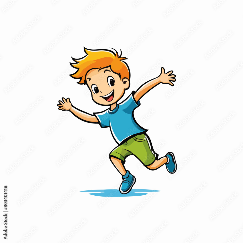 Joyous Movement: Vibrant Boy Jumping