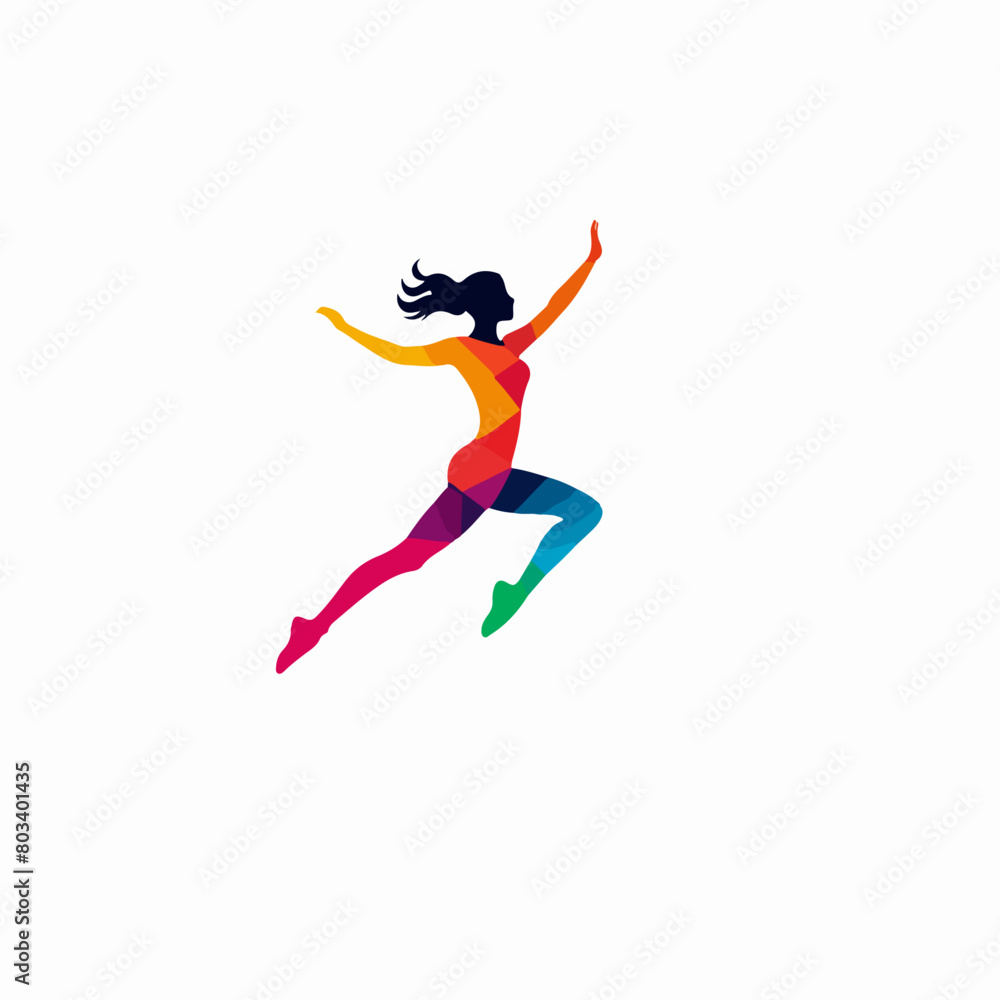 Vibrant Jump: Colorful Silhouette