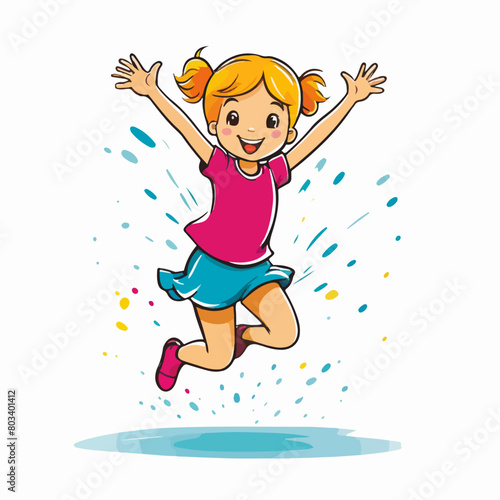 "Energetic Youth: Child Jumping Silhouette