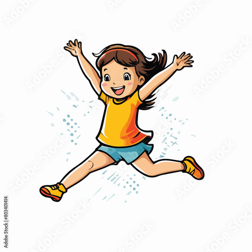 Joyful Leap: Girl Jumping Vector
