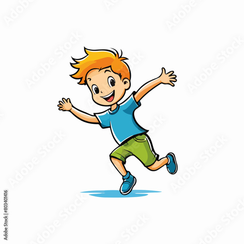 Joyous Movement: Vibrant Boy Jumping