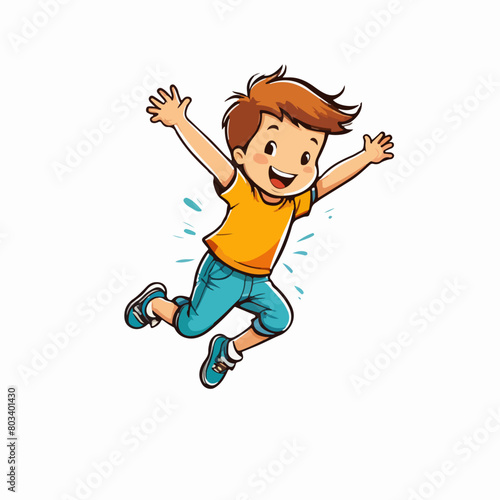 Playful Leap: Boy Jumping Vector