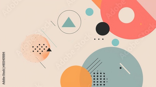 retro vintage creative geometric shape triangle circle dot and line with grungy noise texture  minimal modern trend design elements abstract background  banner   flyers design  Generative Ai