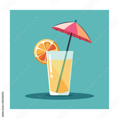 Vector illustration of a glass of lemonade on a colorful background