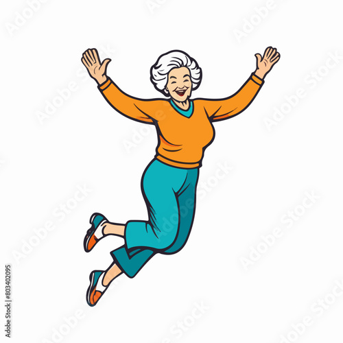 Vitality in Motion: Jumping Elderly Vector