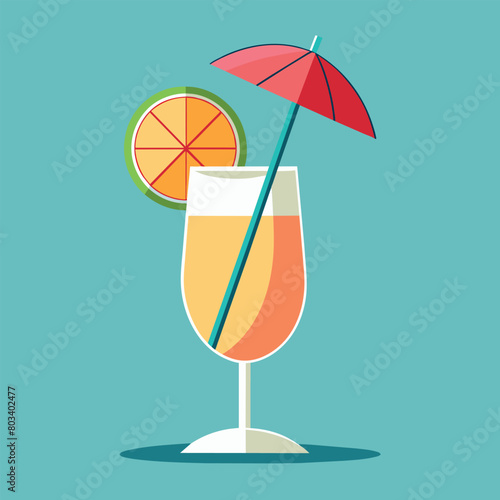 Vector illustration of a glass of lemonade on a colorful background