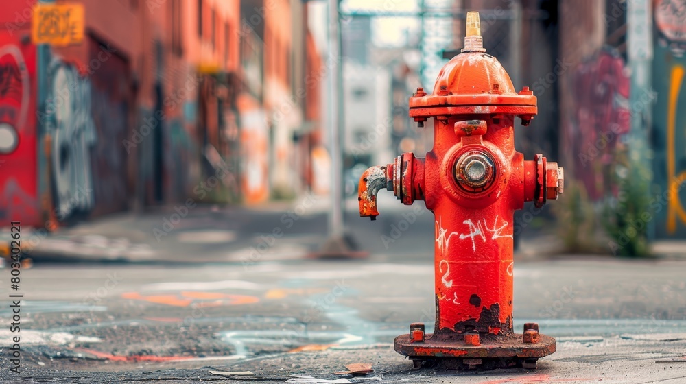 a vibrant red fire hydrant stands prominently on a city street
a vibrant red fire hydrant stands prominently on a city street