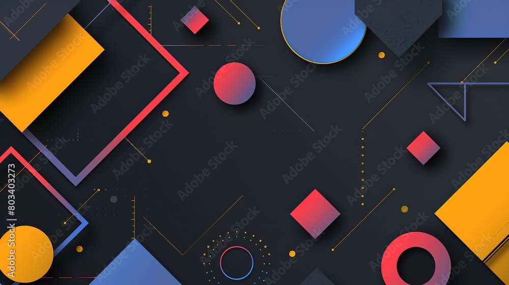 creative black paper with color geometric shape triangle circle dot and line, minimal modern trend design elements abstract background, banner , flyers design, Generative Ai creative black paper with color geometric shape triangle circle dot and line, minimal modern trend design elements abstract background, banner , flyers design, Generative Ai
