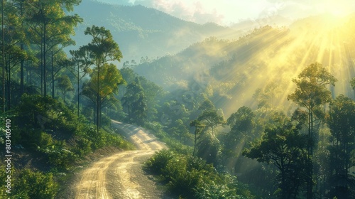 Vibrant Sunlight Escort on a Scenic Journey through Northern Thailands Lush Mae Hong Son Loop photo