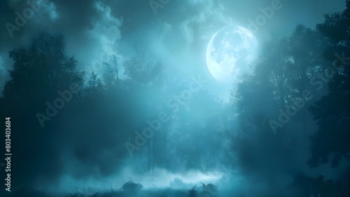 Brillo intenso del espíritu de la naturaleza en una noche mágica. Concept Nature's Bright Spirit, Magical Night photo