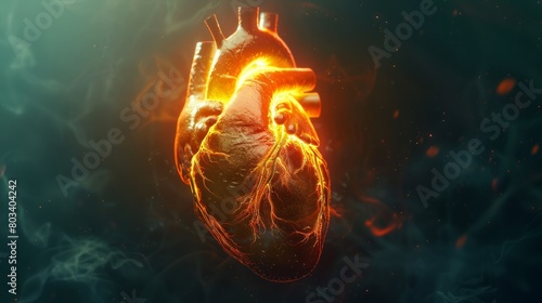 Life glowing inside human heart, heart pulse concept hyper realistic 
