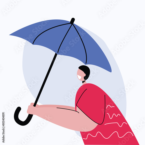 vector image of man holding an umbrella, suitable for use in insurance and weather content