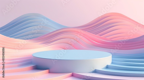 geometry obit around creative thinking with base pedestal dynamic wave pattern pastel stage layout and background photo