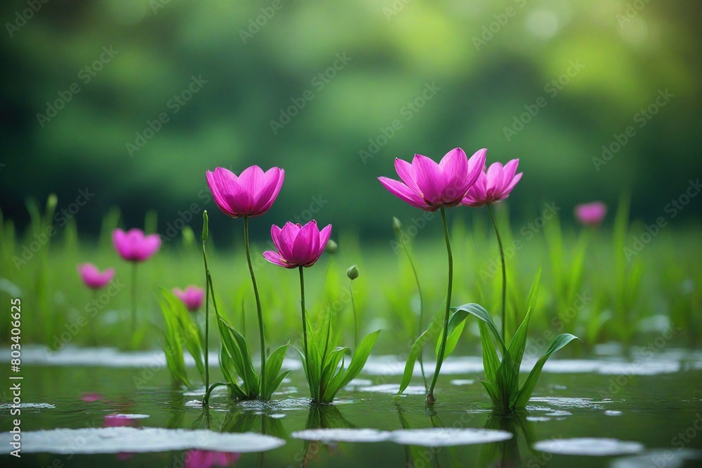 Obraz premium pink flowers in the pond