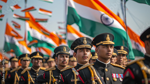 Patriotic Indian Soldiers in Uniform at a National Flag Ceremony