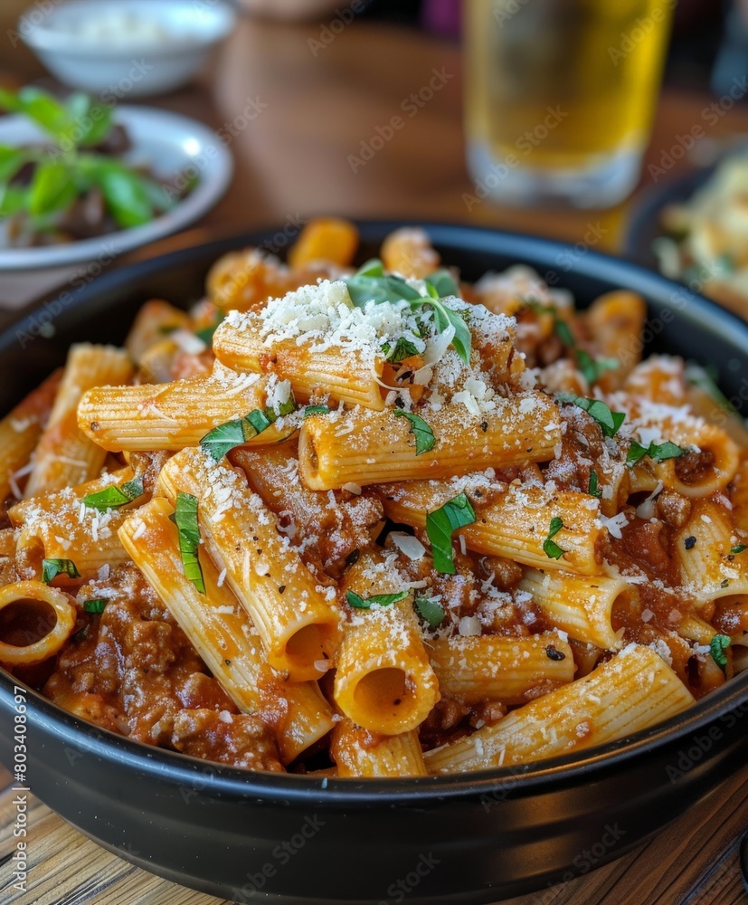 Penne Bolognese With Parmesan Cheese Penne Bolognese With Parmesan Cheese