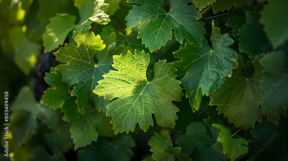 Nature's Network: A Close-up of Vine Leaves