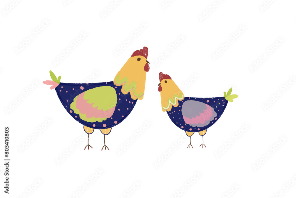 illustration of a colored chicken illustration of a colored chicken
