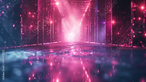 A pink tunnel with a bright light shining through it