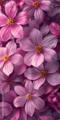 Cluster of Pink Flowers With Yellow Centers © BrandwayArt