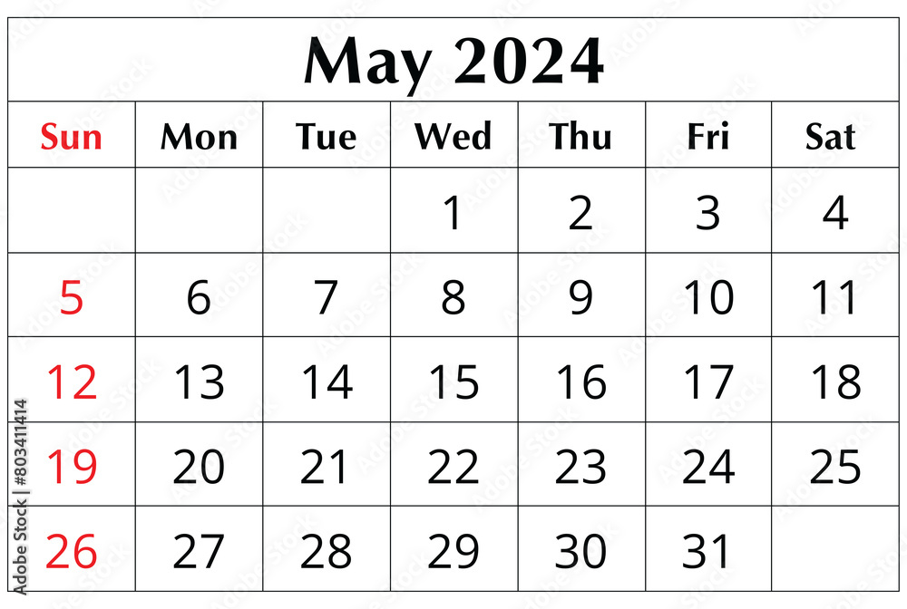 May 2024 ENGLISH month calendar. png transparent printable illustration. Monthly May 2024 ENGLISH month calendar. png transparent printable illustration. Monthly