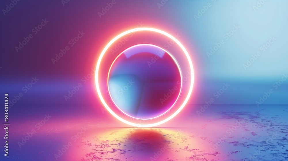 Neon circle illumination on abstract background Neon circle illumination on abstract background