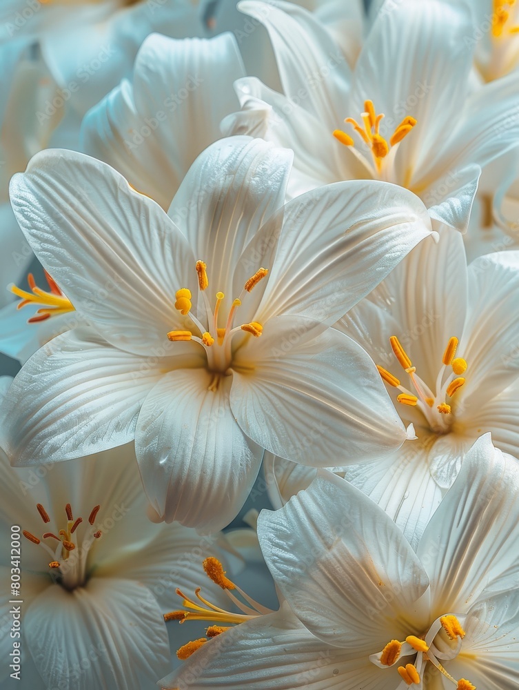 Cluster of White Flowers With Yellow Stamens Cluster of White Flowers With Yellow Stamens