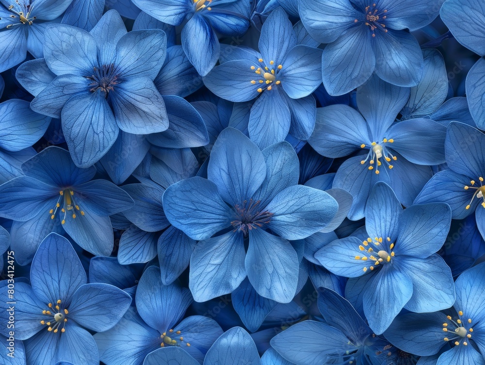 Cluster of Blue Flowers With Yellow Stamens Cluster of Blue Flowers With Yellow Stamens