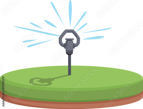 Green grass sprinkler system icon cartoon vector. Farm agriculture. Control hose