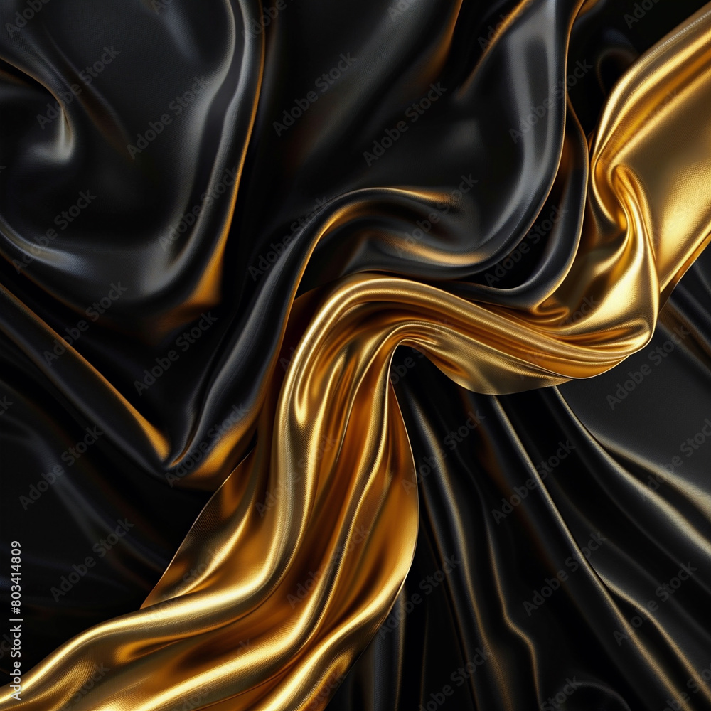 Elegant silk textured background in shades of gold and black