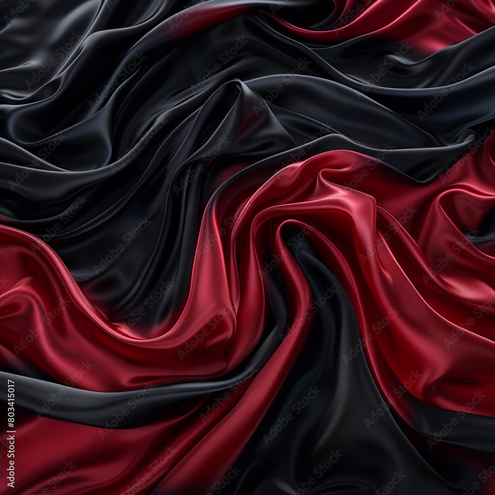 Obraz premium Elegant red and black wavy silk background