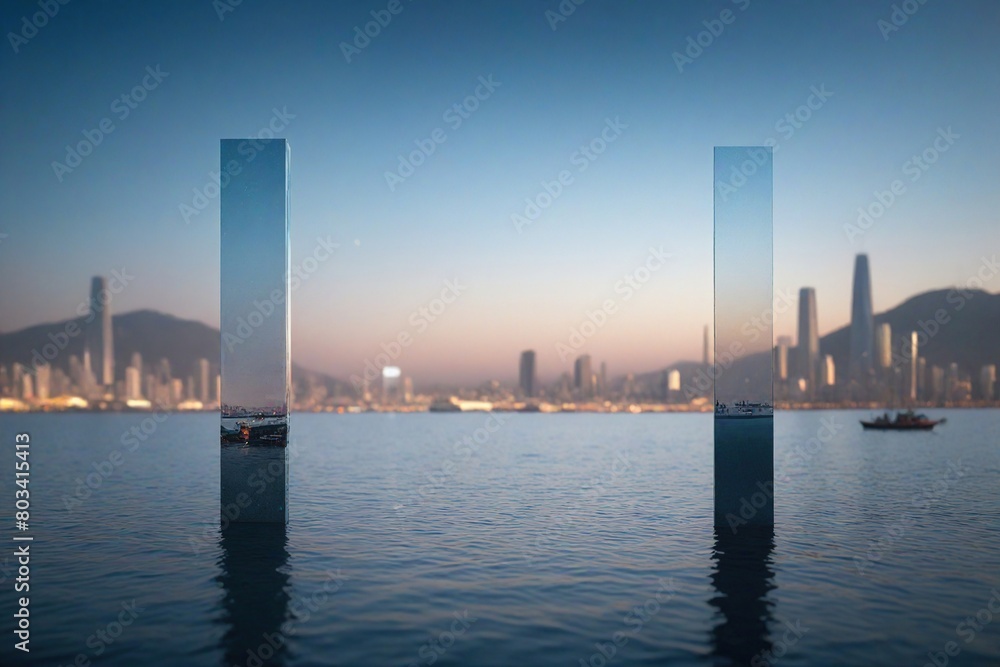 Obraz premium city skyline at sunset