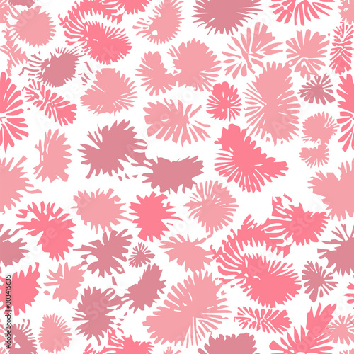 Pink flowers print. seamless background. hand drawing. Not AI, Vector illustration